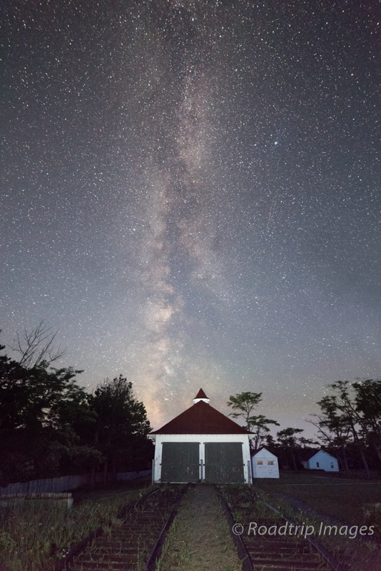 The Milky Way over The old Coast Guard station boat house in Glen Haven, MI