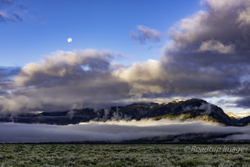 Moonset over Teton Range
